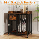 27.5 Inch Dog Crate Furniture with Wheels for Small Dogs and Puppies-Rustic Brown by LJGDeals