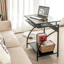 27.5 Inch Laptop Table Computer Desk for Small Spaces with Pull-out Keyboard Tray by LJGDeals