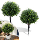 Artificial Cypress Topiary Trees 27.5" with Ground Spikes Set of 2 by DirectDeals