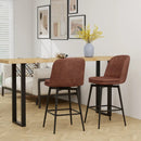 27 Inch Swivel Bar Stool Set of 2 Counter Height Chair with Padded Seat-Black and Brown by LJGDeals