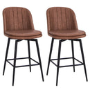27 Inch Swivel Bar Stool Set of 2 Counter Height Chair with Padded Seat-Black and Brown by LJGDeals