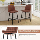 27 Inch Swivel Bar Stool Set of 2 Counter Height Chair with Padded Seat-Black and Brown by LJGDeals
