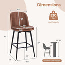 27 Inch Swivel Bar Stool Set of 2 Counter Height Chair with Padded Seat-Black and Brown by LJGDeals