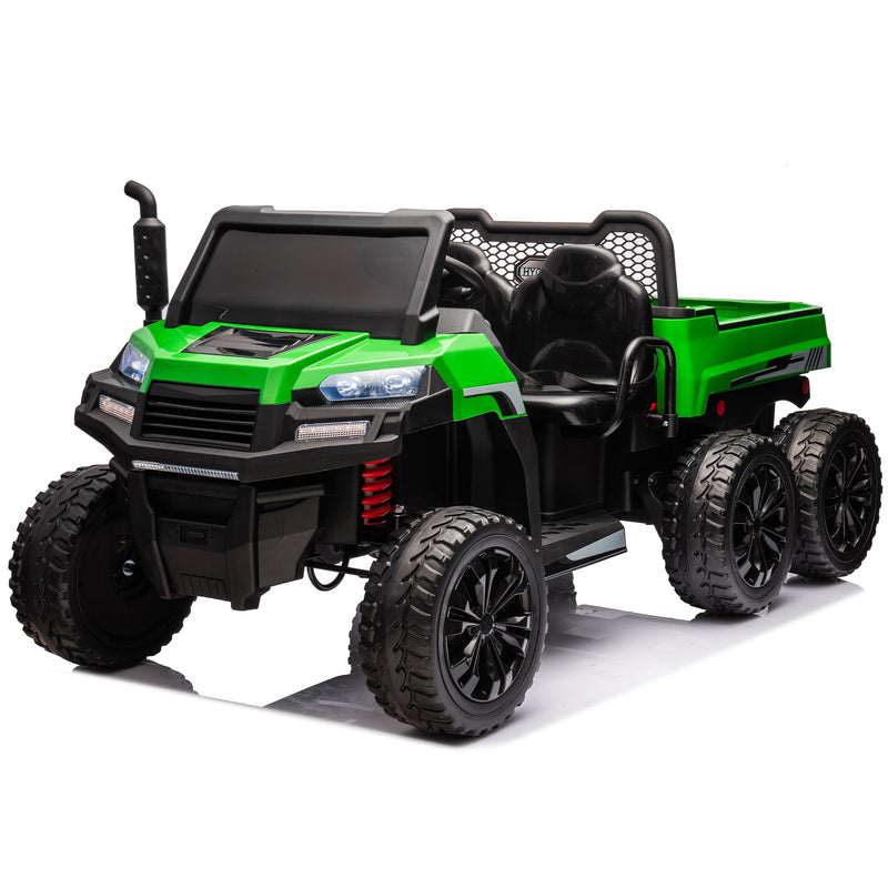 24V 2-Seater UTV-XXL Ride On Truck with Dump Bed for kid,Ride On 4WD UTV with 6 Wheels,Foam Tires, Suitable for Off-Roading,remote control,Three-Point Safety Harness
