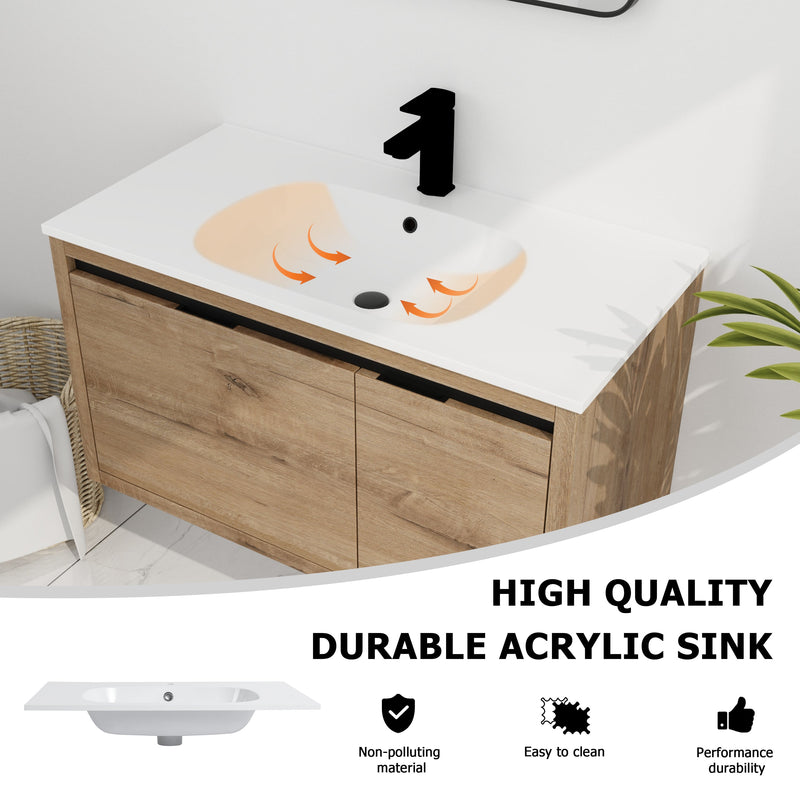 36 Inch Wall Mounted Bathroom Vanity With Gel Sink