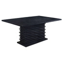 Monette - Rectangle Dining Table With Layered Pedestal Base - Black by HouseOfZazla