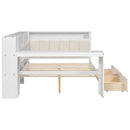Platform Bed With Storage Shelves, Drawers, Charging Station, LED, Desk by HouseOfZazla