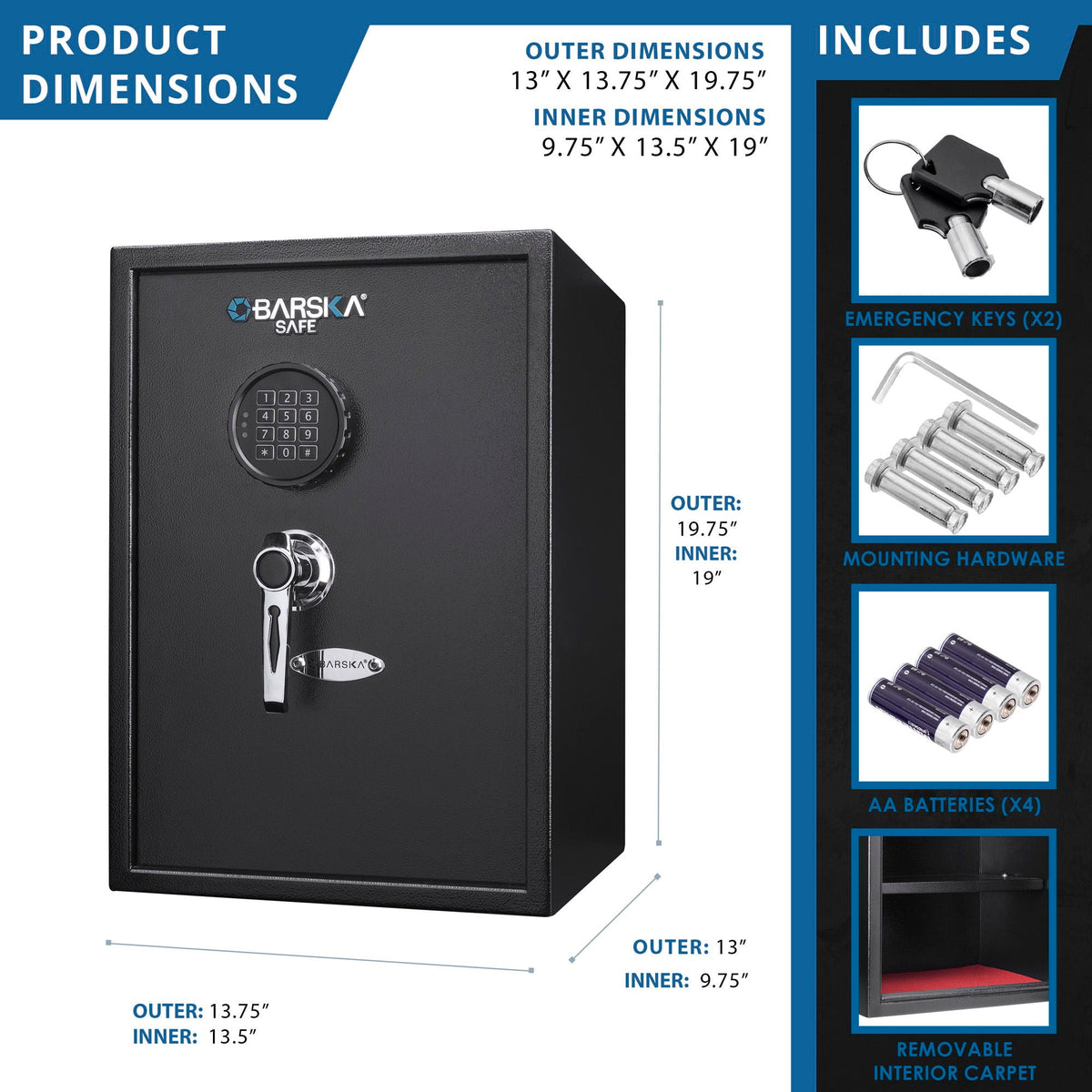 Large Digital Keypad Safe 1 45 Cubic Ft - Black, photo 4 of 9