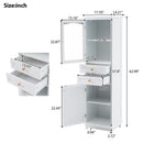 Tall Bathroom Storage Cabinet With Glass Doors, Free-Standing, Two Drawers, And Adjustable Shelves, Board, Painted Perfect For Displaying Your Favorite Items by HouseOfZazla