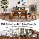 Mid Century Modern Dining Table Set For 4, Solid Wood Dining Table And Solid Wood Chairs, 5 Pieces Farmhouse Dining Table And 4 Upholstered Chairs - Brown / Gray by HouseOfZazla