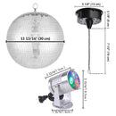 Yescom Shiny Disco Ball with Motor, RGB Light Home Party(12", 16" Opts)