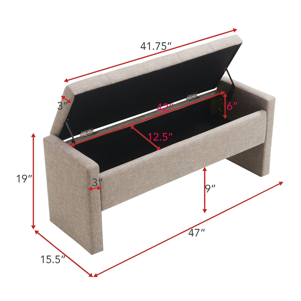 Modern Upholstered Large Bed End Bench With Storage, photo 8 of 20
