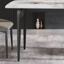 70.87" Modern Artificial Stone Pandora White Curved Black Metal Leg Dining Table - Antique White by HouseOfZazla