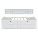 Daybed With 2 Bedside Cabinets, Upper Shelves And 4 Drawers