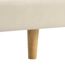 Beige Chunky Headboard Bed Frame with Solid Rubberwood Legs, Cal-King by HouseOfZazla