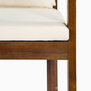 Outdoor Dining Chair Set of 2 with Curved Acacia Wood Arms, Brown Finish and Cream Cushions by HouseOfZazla