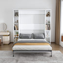Queen Murphy Bed With Storage Cabinet - White by HouseOfZazla