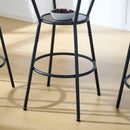 Rustic Brown Round Bar Table And Stool Set With Shelf, Upholstered Stool With Backrest - Antique Brown by HouseOfZazla