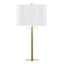 Cosmo 28" Glam Metal Table Lamp in Antique Brass and White Linen