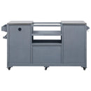 K&K 66.5' Outdoor Kitchen Island for Big Green Egg Grills, Solid Wood Outdoor Grill Cart for Tabletop Grill with Stainless Steel Top, Drawer, Compatible with Large Big Green Egg, Kamado Joe- Grey Blue by Montret