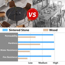 Modern Artificial Stone Round Dining Table With Metal Legs, Can Accommodate 6 People - Black by Unique Piece Furniture