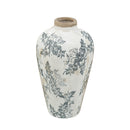 6.7x6.7x11.6' White Ceramic Accent Vase with Gray Floral Design by HouseOfZazla