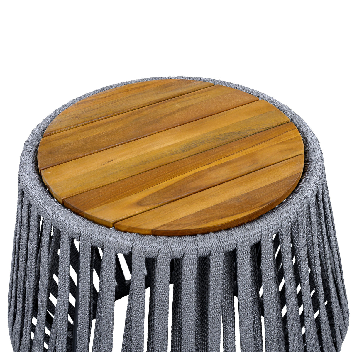 Outdoor Side Table with Rope and Acacia Wood, photo 6 of 9