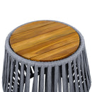 Outdoor Side Table with Rope and Acacia Wood