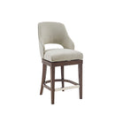 Counter Stool With Swivel Seat, Upholstery And Solid Wood Legs - Cream by HouseOfZazla
