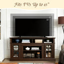58" TV Stand with Glass Door Cabinets for TVs up to 65"