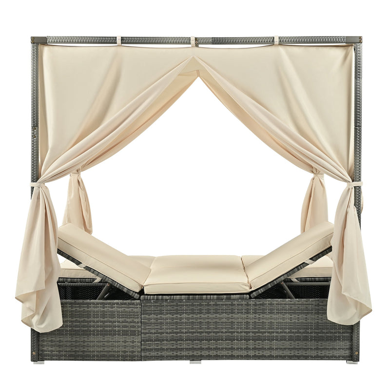 Adjustable Sun Bed With Curtain, High Comfort, With 3 Colors