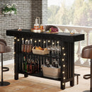 2 Tier Mini Bar Table For Kitchen - Black by HouseOfZazla