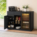 51.2" Modern Fluted Bar Cabinet with Fridge Compartment by HouseOfZazla