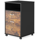 2 Drawer Mobile File Cabinet With Lock, Rolling Printer Stand For Letter Size Files - Black / Brown by HouseOfZazla