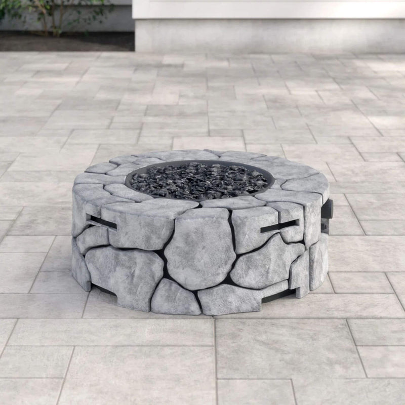 Alora 28-Inch Stone Gray Outdoor Fiber Reinforced Concrete Propane Fire Pit (SAK16725)