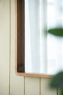 Rectangle Wood Mirror, Farmhouse Wall Decor For Living Room Bedroom Entryway - Brown