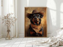 Western Cowboy Rottweiler Print – Rustic Wild West Dog Art