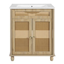 Bathroom Vanity With Handwoven Rattan Doors, Resin Basin - Natural Wood by HouseOfZazla