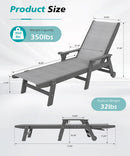 Lounge Chair Outdoor, HDPE Chaise Lounge with Wheels and 5-Position Recliner by HouseOfZazla