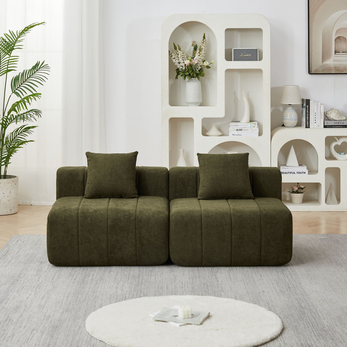 Modular Sectional Sofa With 2 Pillows, Symmetrical Design, photo 10 of 40