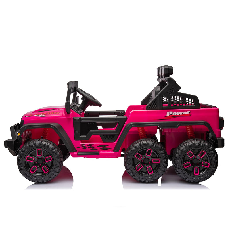 24V Ride On Large PickUp Truck car for Kids,ride On 4WD Toys with Remote Control,Parents Can Assist in Driving,Bluetooth music version,Pickup truck design with spacious storage in the rear.