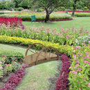 3.3ft Wooden Garden Bridge Arc Footbridge with Half-Wheel Style Railings & Solid Fir Construction, Stained Wood