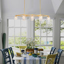 Crystal Chandelier For Dining Room, 8 Light Kitchen Chandelier Light Fixture Modern Metal Industrial Chandeliers For Farmhouse Entryway Living Room (8*G9 Bulbs Included) - Matte Gold by HouseOfZazla