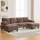 U-Shaped Sectional Sofa 103.5" Fabric Couch With Dual Chaise Lounges, Storage Pockets, Armrest Pillows by Unique Piece Furniture