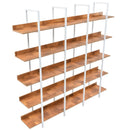 5 Tier Bookcase Home Office Open Bookshelf, Vintage Industrial Style Shelf, MDF Board, White Metal Frame, Brown