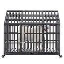52" Heavy Duty Dog Crate Large Dog cage Strong Metal Dog Kennels and Crates for Large Dogs with 4 Lockable Wheels