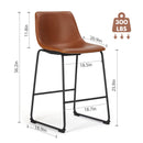 26 inch Counter Height Bar Stools Set of 2 Leather Barstool with Back and Metal Leg Modern Bar Stools for Kitchen Island Pub Living Room