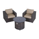 Rattan Patio Set With Comfortable Cushions And Fire Pit by HouseOfZazla