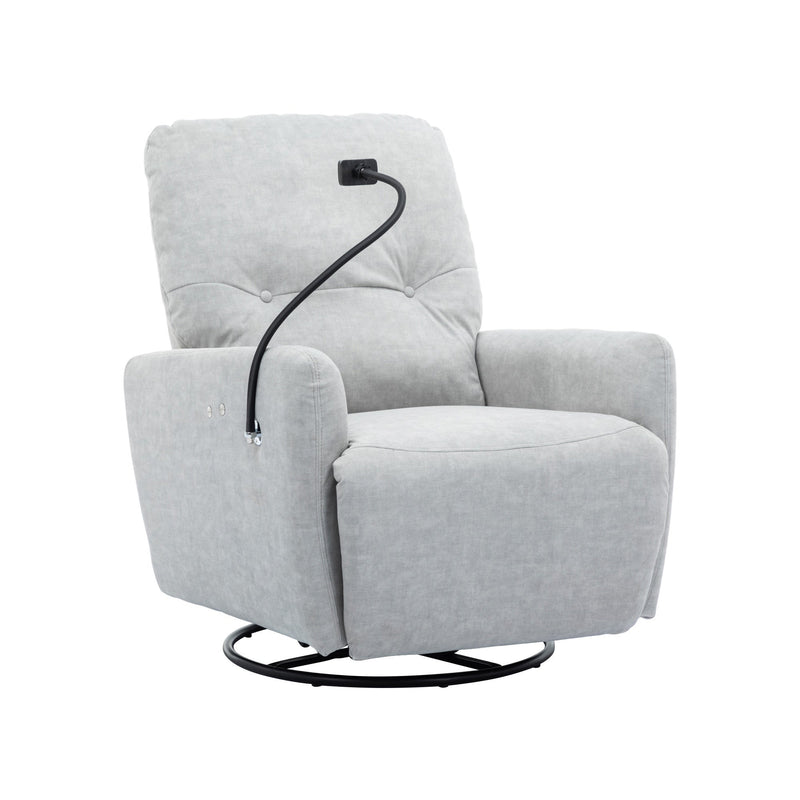 270 Degree Swivel Electric Recliner Home Theater Seating Single Reclining Sofa Rocking Motion Recliner with a Phone Holder for Living Room, Grey