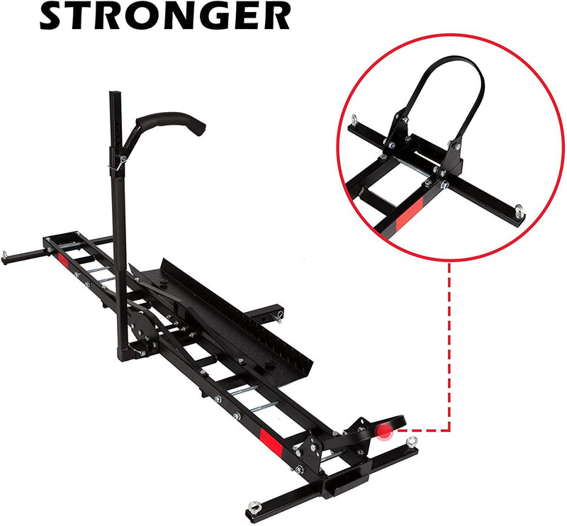 500 lb, Motorcycle Scooter Carrier Anti Tilt Hitch Mounted Dirt Bike Rack with Loading Ramp